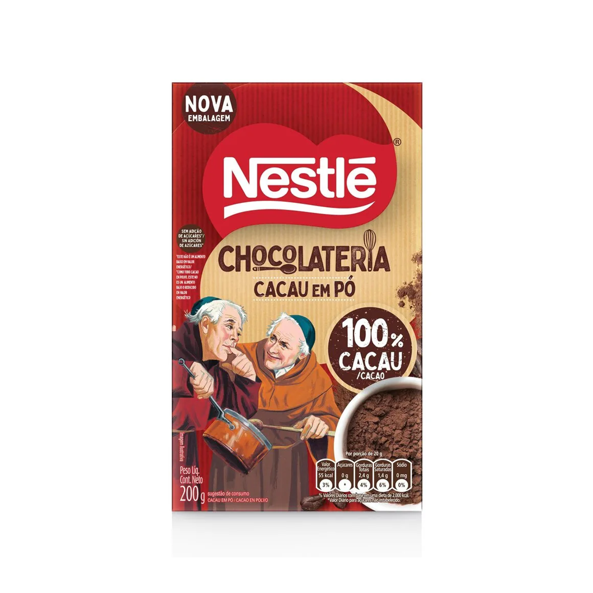 Chocolate em Pó Solúvel 100% Cacau Nestlé Chocolateria 200g