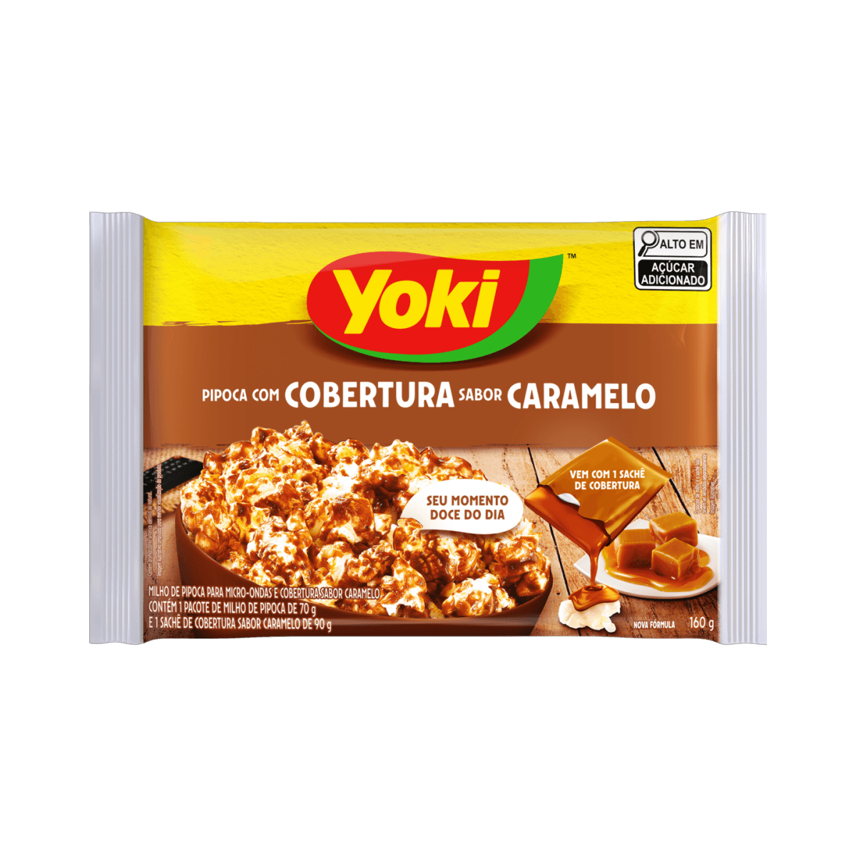 MIlho de Pipoca para Micro-Ondas Cobertura Caramelo Yoki Pacote 160g