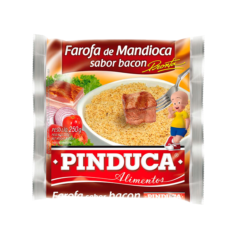 Farofa Mandioca Bacon Pinduca 250g - Farinhas e Amidos brasileiro Mercadim