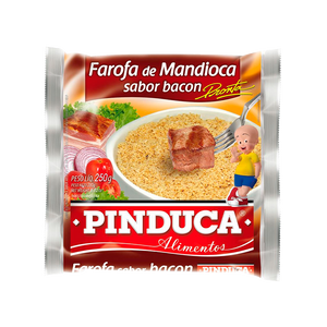 Farofa Mandioca Bacon Pinduca 250g - Farinhas e Amidos brasileiro Mercadim