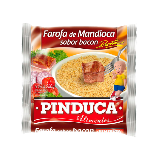 Farofa Mandioca Bacon Pinduca 250g - Farinhas e Amidos brasileiro Mercadim