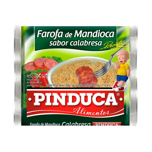 Farofa Mandioca Calabresa Pinduca 250g - Farinhas e Amidos brasileiro Mercadim