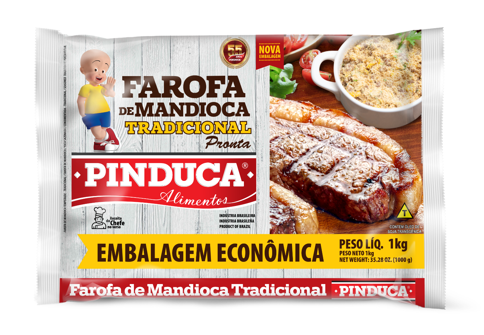Farofa Mandioca Tradicional Pinduca 1kg - Farinhas e Amidos brasileiro Mercadim