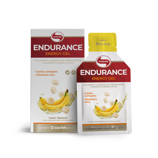 Endurance Energy Gel Vitafor - 12 Sachês de 30g - Sabor Banana