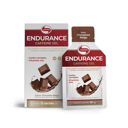 Endurance Caffeine Gel Vitafor - 12 Sachês de 30g - Sabor Chocolate Belga