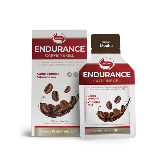 Endurance Caffeine Gel Vitafor - 12 Sachês de 30g - Sabor Mocha