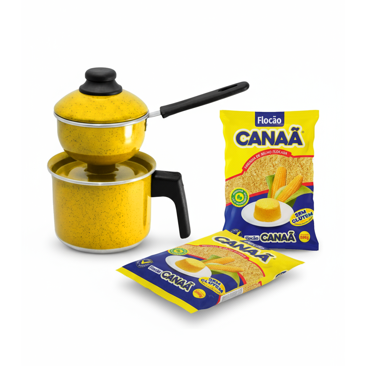 Kit Cuscuz Perfeito – Compre 1 Cuscuzeira n°10 e Ganhe 2 Flocões Canaã 500g GRÁTIS