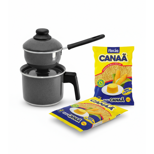 Kit Cuscuz Perfeito – Compre 1 Cuscuzeira n°10 e Ganhe 2 Flocões Canaã 500g GRÁTIS