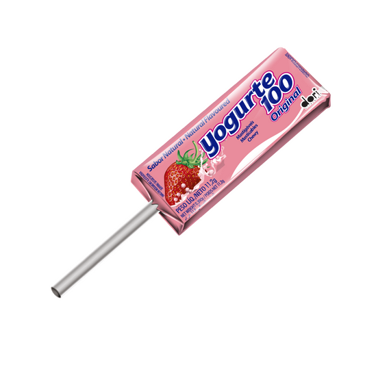 Pirulito Mastigável Yogurte100 Sabor Morango Dori 11,2g